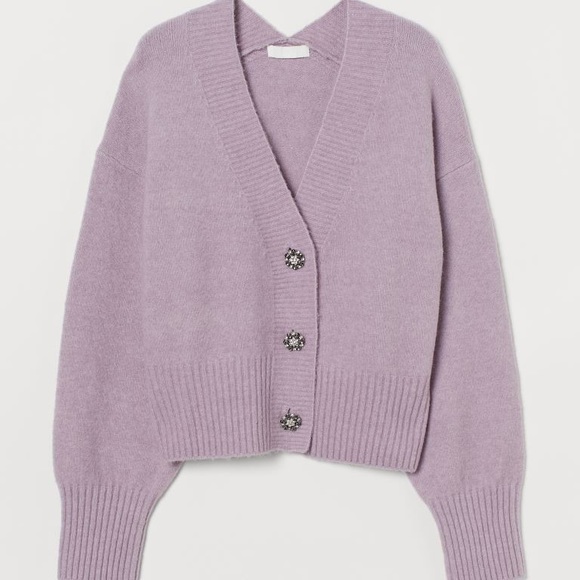 H&M Sweaters - H&M lilac cardigan with rhinestone buttons oversized fit (S)